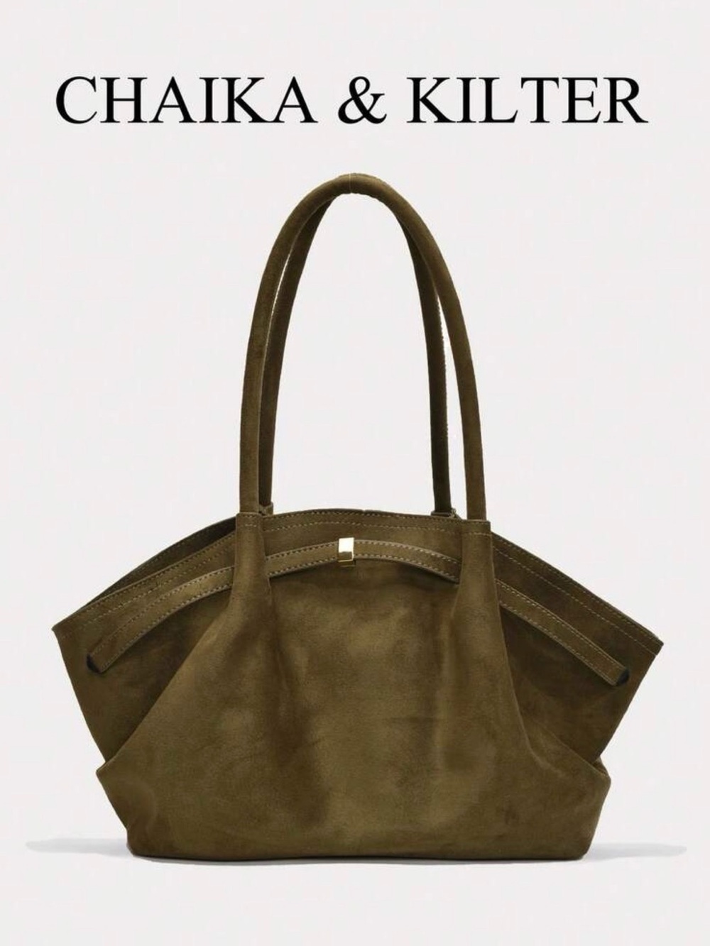Olive Suede Tote Bag